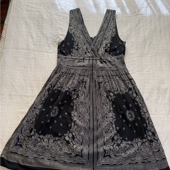 Chic Black and Off White Patterned Midi Cotton Summer Dress - Picture 1 of 8